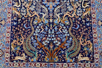 Lot 28 - AN EXTREMELY FINE PART SILK ISFAHAN RUG,...