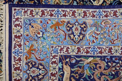 Lot 28 - AN EXTREMELY FINE PART SILK ISFAHAN RUG,...