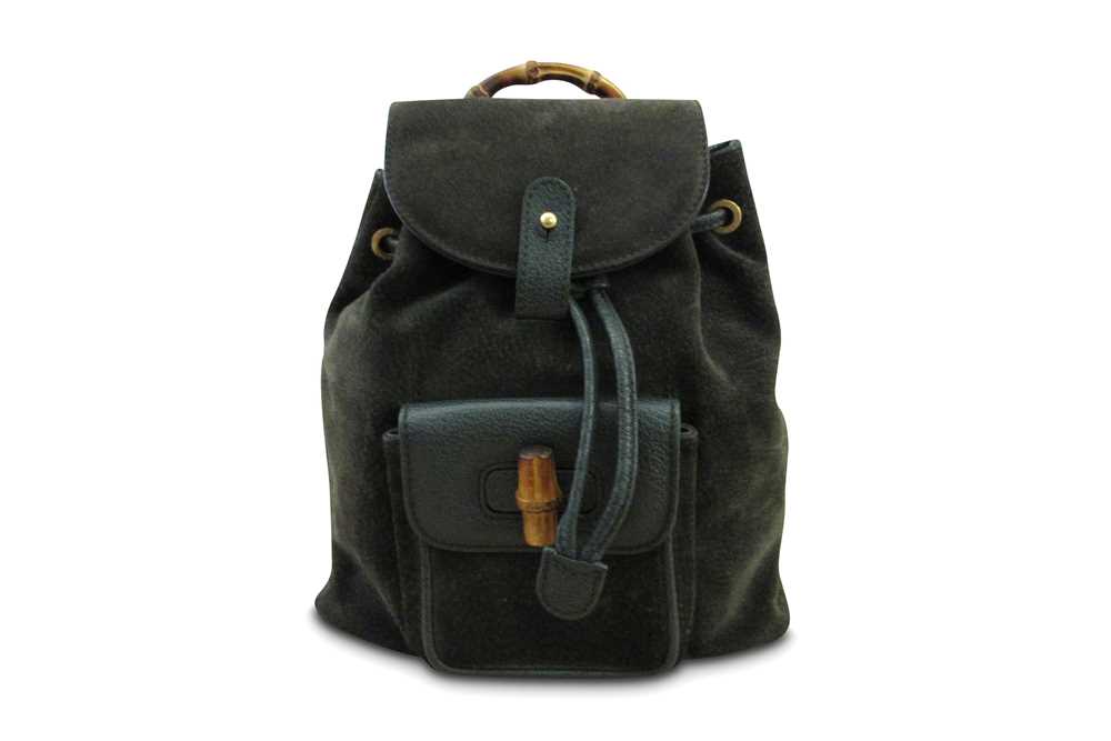 Lot 105 - Gucci Moss Green Suede Mini Bamboo Backpack