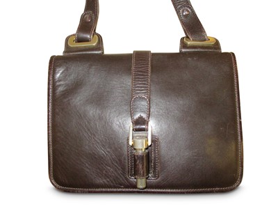 Lot 101 - Gucci Brown Leather Satchel Crossbody Bag