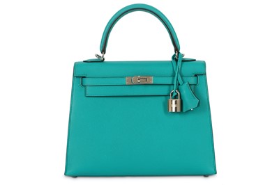 Lot 294 - Hermes Blue Paon Epsom Kelly Sellier 25
