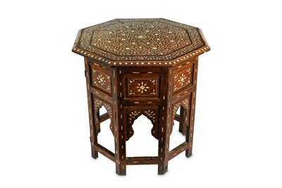 Lot 214 - λ AN OCTAGONAL HOSHIARPUR IVORY AND BONE-INLAID OCCASIONAL TABLE