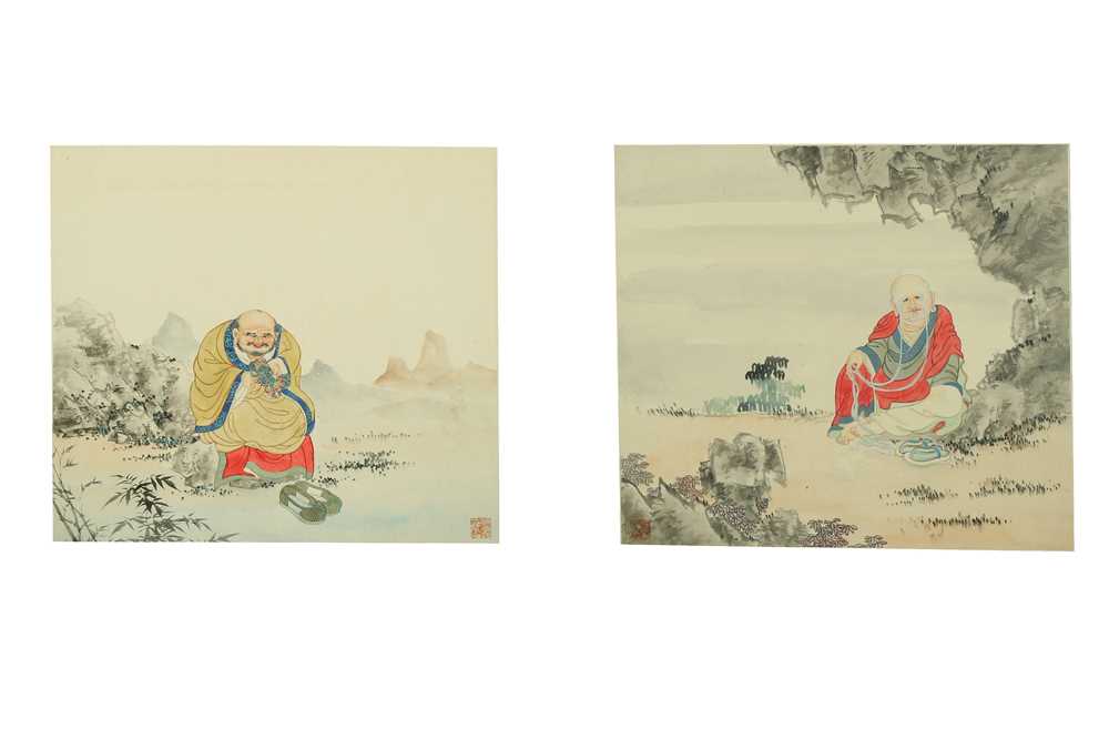 Lot 115 - TWO CHINESE PAINTINGS OF LUOHANS.