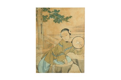 Lot 192 - A CHINESE PAINTING OF A YOUNG WOMAN.