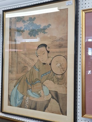 Lot 97 - A CHINESE PAINTING OF A YOUNG WOMAN.