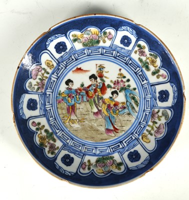 Lot 99 - Chinese plate, fritted rim, central panel of...