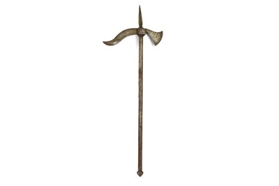 Lot 288 - An Indian silver-inlaid steel axe (tabarzin),...