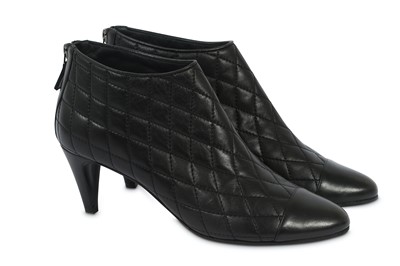 Lot 464 - Chanel Black Leather Quilted Ankle Boot - EU 41