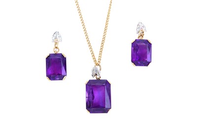 Lot 166 - An amethyst and diamond suite, The mixed...