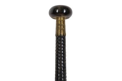 Lot 317 - TWO ALPINE HORN, BRASS AND AGATE MOUNTED...
