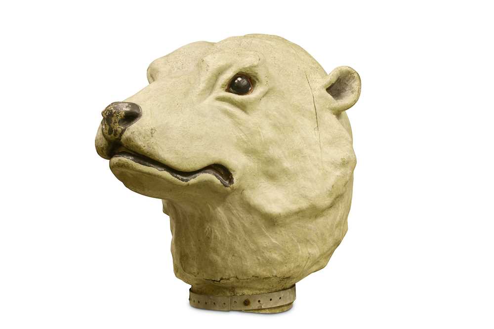 Lot 105 - A LARGE FIBRE GLASS POLAR BEAR HEAD painted...