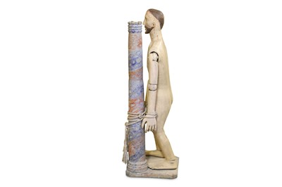 Lot 33 - A 19TH CENTURY CARVED WOOD AND POLYCHROME...
