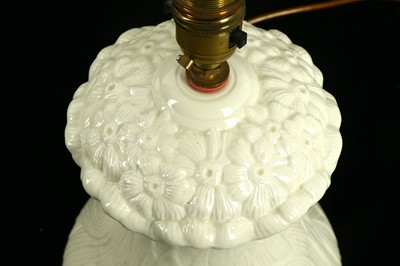 Lot 82 - A modern Beleek, Ireland table lamp, the cream...