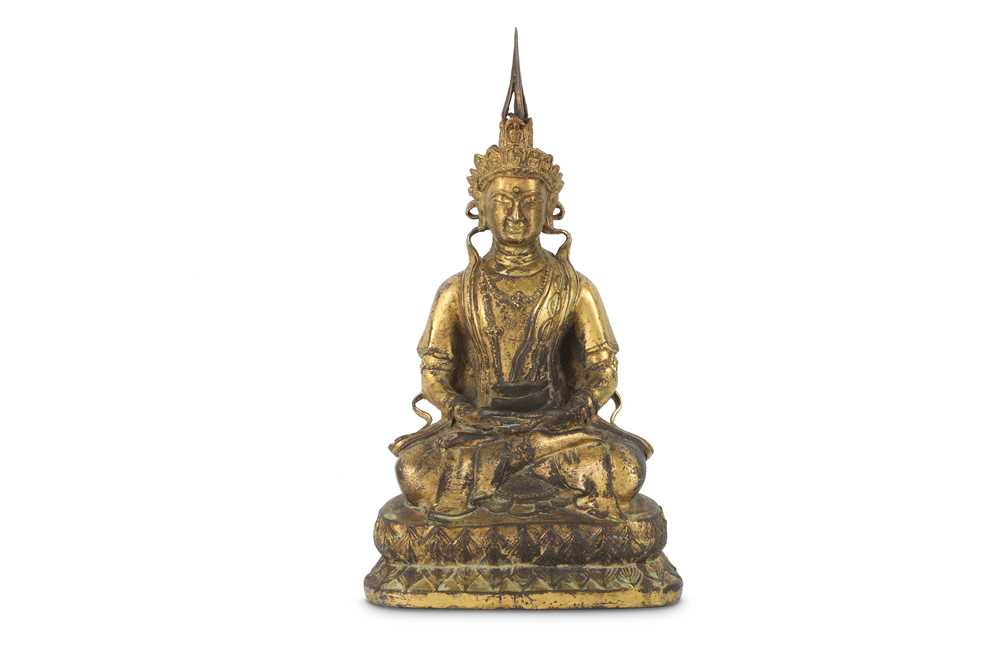 Lot 635 - A GILT-BRONZE FIGURE OF VAJRADHARA.