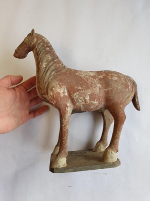 Lot 503 - TWO CHINESE POTTERY FIGURES OF HORSES.