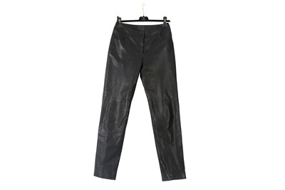 Lot 117 - Chanel Black Calfskin Leather Trousers - size 38