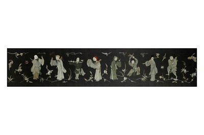 Lot 608 - A CHINESE BLACK-GROUND EMBROIDERED 'EIGHT...