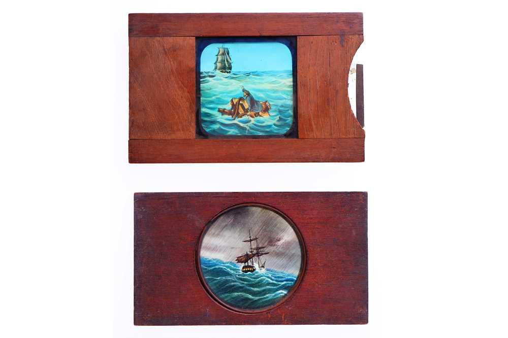 Lot 343 - A GROUP OF SEVEN MAHOGANY HAND PAINTED MAGIC...