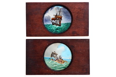 Lot 343 - A GROUP OF SEVEN MAHOGANY HAND PAINTED MAGIC...