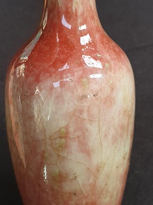 Lot 65 - A CHINESE PEACH BLOSSOM-GLAZED VASE.