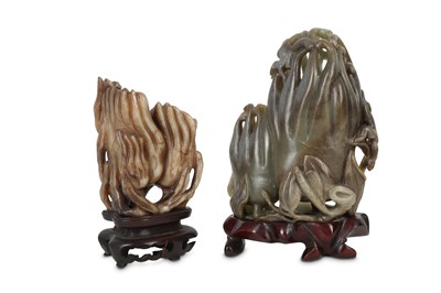 Lot 664 - TWO CHINESE JADE 'FINGER CITRON' CARVINGS.
