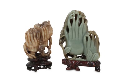 Lot 561 - TWO CHINESE JADE 'FINGER CITRON' CARVINGS.