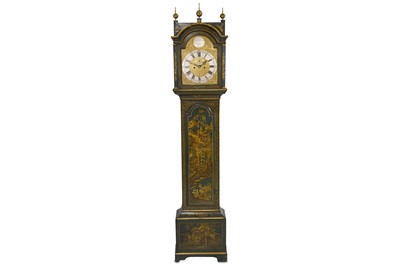 Lot 192 - A GEORGE III CHINOISERIE DECORATED LONGCASE...