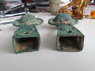 Lot 349 - TWO CHINESE BRONZE CHARIOT BELLS.