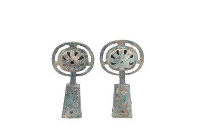 Lot 225 - TWO CHINESE BRONZE CHARIOT BELLS.
