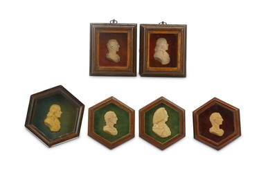 Lot 280 - A collection of six 19th Century wax relief...