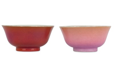 Lot 69 - TWO CHINESE FAMILLE ROSE MONOCHROME BOWLS. The...