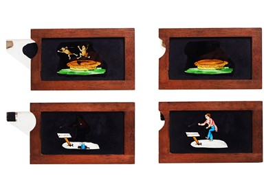 Lot 342 - A GROUP OF ELEVEN HAND PAINTED MAHOGANY MAGIC...