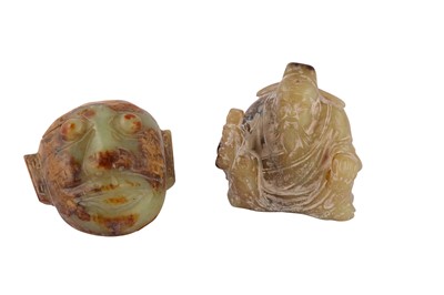 Lot 615 - TWO CHINESE CHINESE PALE CELADON JADE CARVINGS.