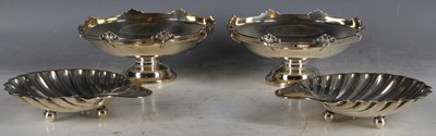 Lot 86 - A pair of hallmarked silver shell form footed...