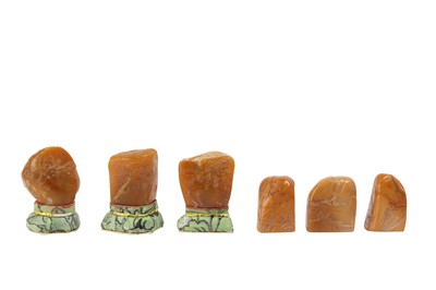 Lot 391 - SIX CHINESE TIANHUANG STYLE CARVINGS.