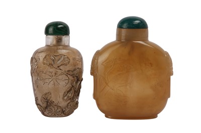 Lot 641 - TWO CHINESE HARDSTONE SNUFF BOTTLES.