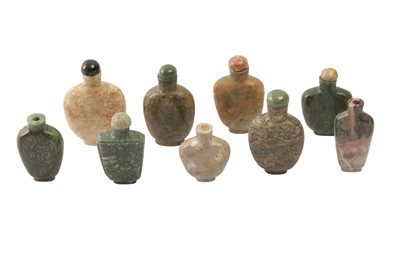 Lot 435 - A GROUP OF NINE CHINESE HARDSTONE SNUFF BOTTLES
