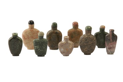 Lot 435 - A GROUP OF NINE CHINESE HARDSTONE SNUFF BOTTLES