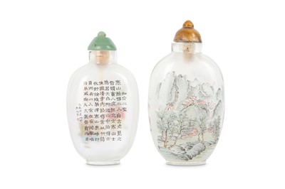 Lot 417 - TWO CHINESE GLASS INTERIOR-DECORATED SNUFF BOTTLES.