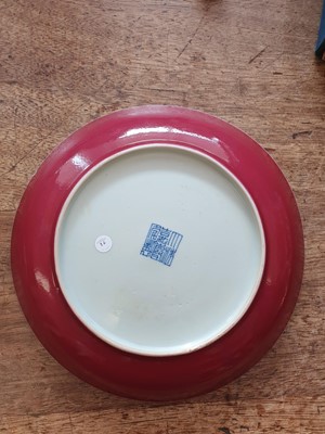 Lot 86 - A CHINESE COPPER RED GLAZED DISH.