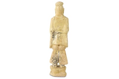 Lot 233 - A RARE CHINESE STRAW GLAZED FIGURE OF AN OFFICIAL.