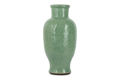Lot 47 - A CHINESE LONGQUAN CELADON ‘BLOSSOMS’ VASE....