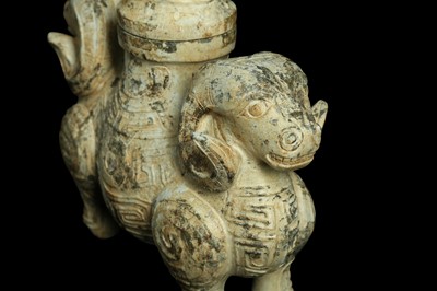 Lot 326 - A CHINESE POTTERY 'DOUBLE RAM' VASE