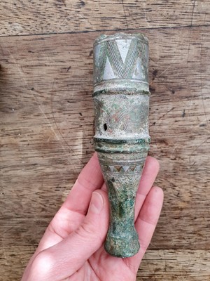 Lot 352 - A CHINESE BRONZE FERRULE.