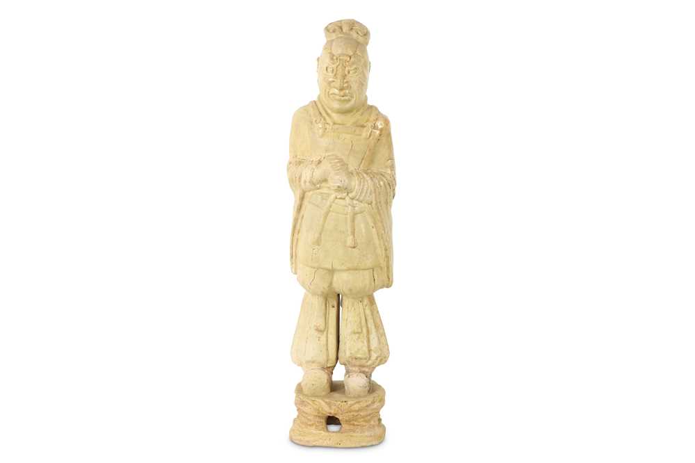Lot 305 - A RARE CHINESE STRAW GLAZED FIGURE OF AN OFFICIAL.