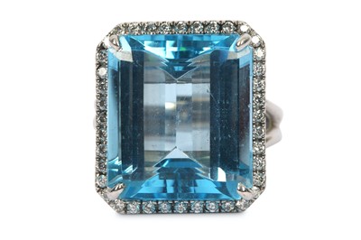 Lot 193 - A blue topaz and diamond ring, the...