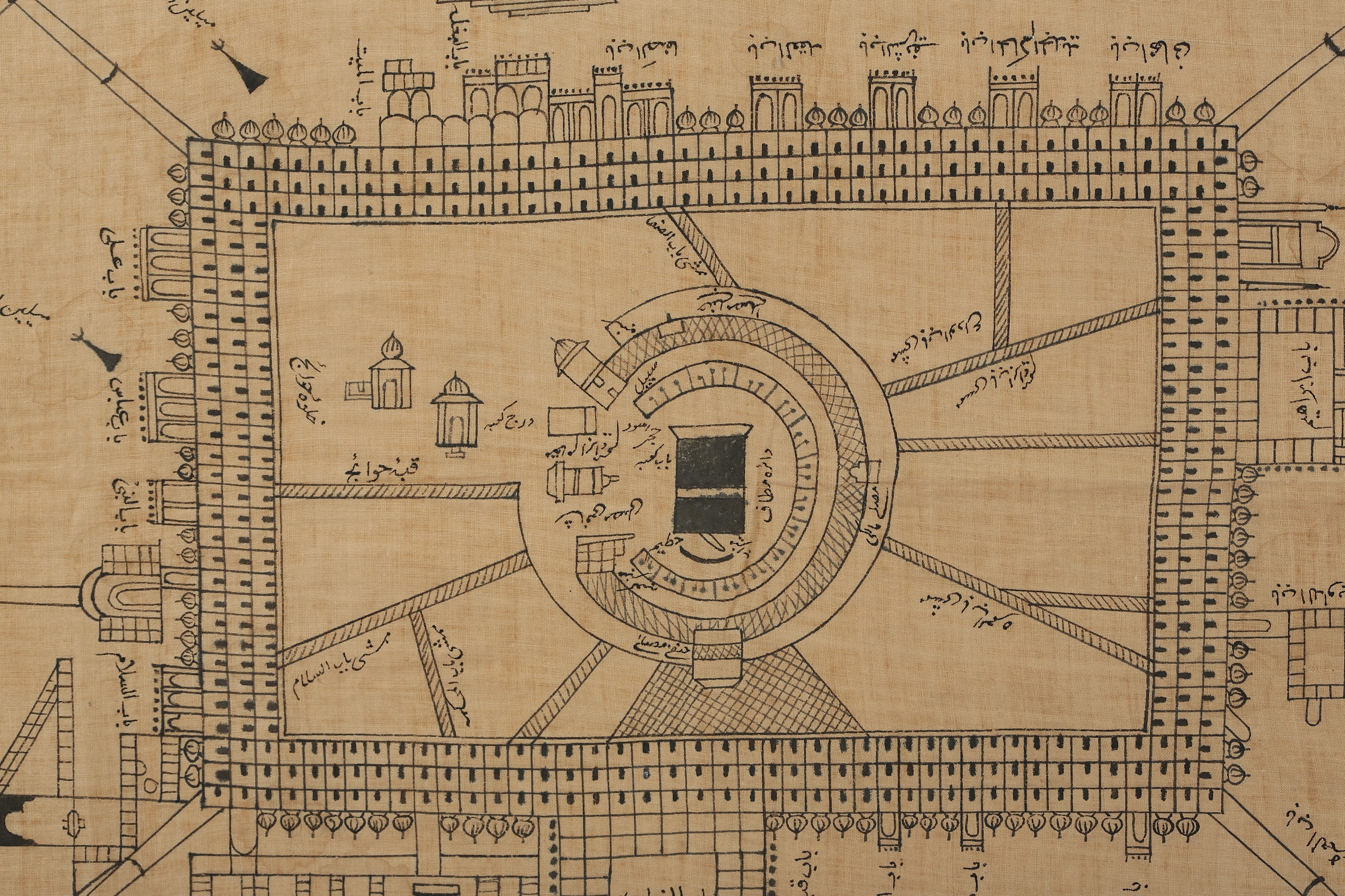 Lot 117 - A MAP WITH AN AERIAL VIEW OF KA'BA