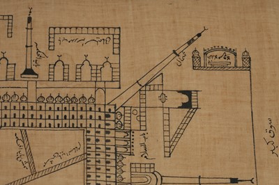 Lot 117 - A MAP WITH AN AERIAL VIEW OF KA'BA