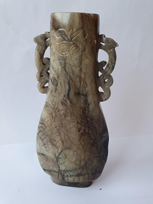 Lot 507 - A CHINESE GREY JADE ARCHAISTIC VASE.