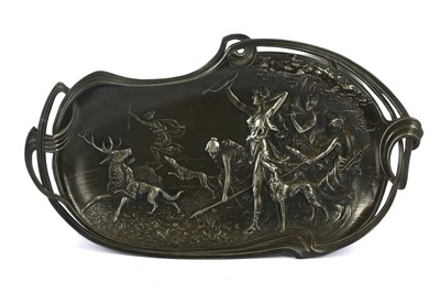 Lot 301 - A WMF Art Nouveau pewter dish, depicting Diana...
